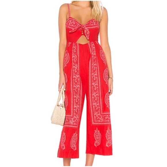 free people red jumpsuit